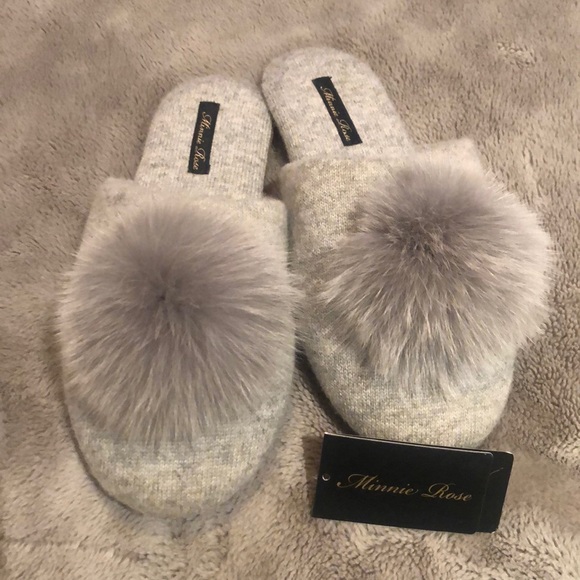 cashmere pom pom slippers
